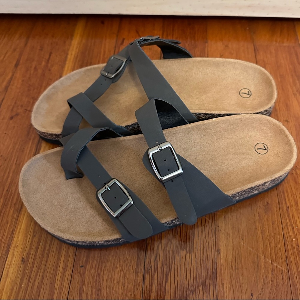 Faux leather sandals